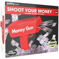 Jollity Spielgeld Money-Gun Geldpistole mit 100 Scheinen