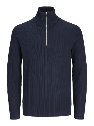 JACK&JONES - JJEPERFECT KNIT HALF ZIP SN sky captain - Gr. - L