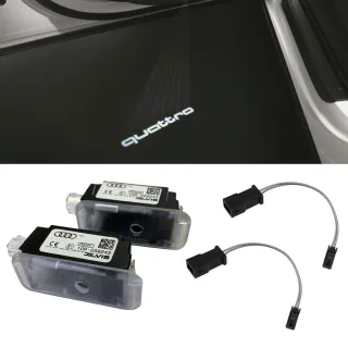 Original Audi Qauttro LED Einstiegsbeleuchtung Tür Logo + Adapter für viele Audi
