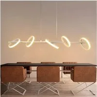 ZMH LED Pendelleuchte Modern Esstisch Drehbaren Abnehmbar Ringen Hängeleuchte Schlafzimmer, nicht dimmbar, LED fest integriert, Warmweiß, Tageslichtweiß
