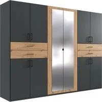 Wimex Kleiderschrank Taiga Kleiderschrank mit Spiegel mit Schubladen auf bequemer Höhe, Garderobe Schlafzimmerschrank
