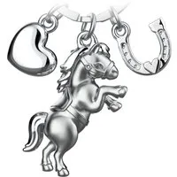 FABACH Schlüsselanhänger Pferd Pony mit Herz und Hufeisen - Glücksbringer für Pferdeliebhaber