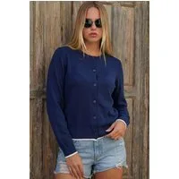 Cassis Strickjacke Elegante Frühlings Wollstrickjacke mit Viskose in Navy