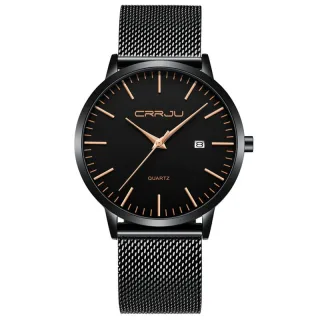 CRRJU Thin Men Watch Casual Simple Calendar Watch Quartz Watch Waterproof Sports Black Watches, Ideal choice for Gifts