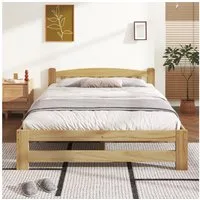 Flieks Massivholzbett, Doppelbett Futonbett mit Kopfteil und Lattenrost 140x200cm