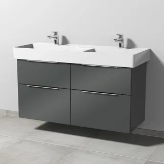 Sanipa 3way Waschtischunterbau zu Duravit Dura Square Waschtisch mit 4 Auszügen, Anthrazit-Glanz UF42279
