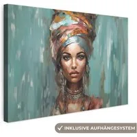 OneMillionCanvasses® Leinwandbild Frau - Kunst - Schmuck - Porträt, Fotodruck (1 St), Leinwand Bilder Klein, Wand Dekoration Aesthetic 30x20 cm