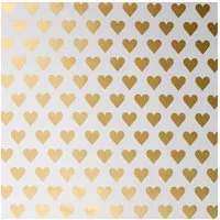 Star Geschenkpapier, Geschenkpapier Herzen 70cm x 2m Rolle weiß / gold