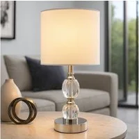 GLOBO LIGHTING LED Tischleuchte, Leuchtmittel inklusive, LED Tischlampe Nachttischlampe Kristallglas Tischleuchte Textilschirm