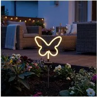 MARELIDA LED Solarleuchte Solar Gartenstecker Schmetterling gelb Gartenstab Beetstecker H: 66cm, LED Classic, gelb
