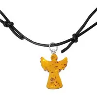 OSTSEE-SCHMUCK Kette mit Anhänger Ostsee-Schmuck Kette mit Anhänger Engel - Lederband (2-tlg)