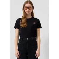 QS Kurzarmshirt T-Shirt T-Shirt mit Stickerei