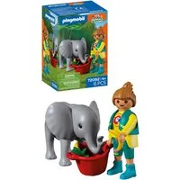 Playmobil® Zoo: Elefantenbaby und Pflegerin (72092), Animals & Friends Konstruktions-Spielset, (6 St), Made in Europe