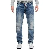 Cipo & Baxx Regular-fit-Jeans Herren Regular Fit Jeans Stonewashed BA-CD148 (1-tlg) mit dicken Kontrastnähten im Casual Look
