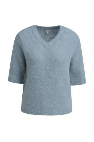 Milano Italy - v-neck pullover 1/2 sleeve cornflower blue - Gr. - M