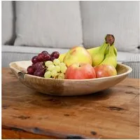 wohnfreuden Dekoschüssel Teakholz Schale ca. 30 cm braun rund geschliffen, 29478