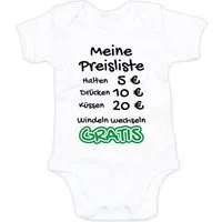G-graphics Kurzarmbody Meine Preisliste – Halten, Drücken, Küssen, Windeln wechseln Baby Body mit Spruch / Motiv / Aufdruck • zur Geburt / Babyparty