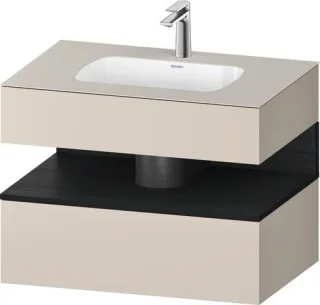 Duravit Qatego Einbauwaschtisch mit Konsolenwaschtischunterbau Eiche Schwarz & Taupe Matt 800x550x60 QA4785016910010