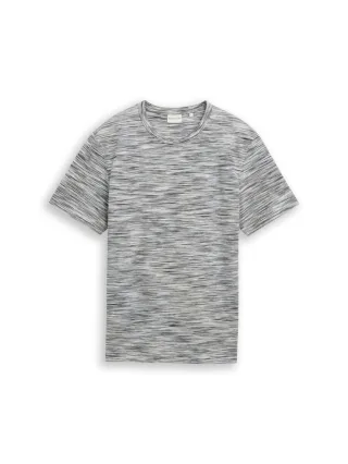 Tom Tailor - Piqué T-Shirt in Melange-Optik weiß - Gr. - XL
