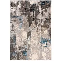 Mazovia Designteppich Modern Teppich für Wohnzimmer - Abstrakt Muster, Beige Blau Grau, 80 x 150 cm, Abstrakt, Modern, Höhe 8 mm, Kurzflor