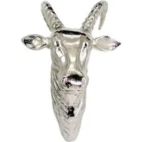 Lesli Living Wanddekoobjekt Deko Steinbock Geweih Kopf Wanddeko Aluminium silber 36 x 23 cm
