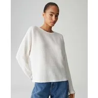 OPUS Langarmshirt SANUNI Loose mit Crinkle Effekt weite Passform, weicher Griff