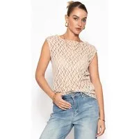 SASSYCLASSY T-Shirt Spitzen-Top für Damen Ärmelloses Top mit floralem Muster und leicht transparentem Stoff