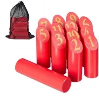 relaxdays Spielzeug-Gartenset Rotes Kubb Wikingerspiel mit Tasche, (14-tlg)