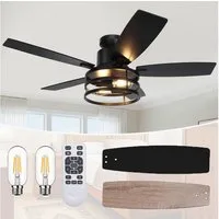 MUPOO Deckenventilator Deckenventilator mit Beleuchtung Ø112cm, Fernbedienung, 1/2/4 H Timer, 5-Blatt-Rotor, 6 Windgeschwindigkeiten, Weniger als 30 dB