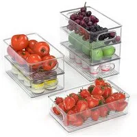 JEOBEST Korbeinsatz Klar Küchen Aufbewahrungsbox Fridge Organizer, (6 St., Größe L), Kühlschrank Behälter Kühlschrankbox, Stapelbar