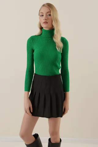 Strukturierter enganliegender Rollkragenpullover