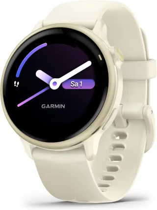 Garmin vívoactive 6 [inkl. Silikonarmband beige] 42mm Aluminiumgehäuse gold / beige