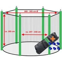 walexo Gartentrampolin Trampolin Sicherheitsnetz für 6 Stangensysteme (farbig), Ø 305 cm