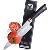 KOCHSTILIST by Kris Wu Kochmesser Premium, extra scharf, 20 cm - hohe Schneidleistung im edlen Design, Küchenmesser, Japan, Chef, Messer, Damast, Set, Schwarz, Holzgriff