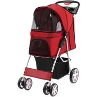 COSTWAY Hundebuggy Hundewagen, Tiertransportbox, mit Gitternetz, bis 15 kg