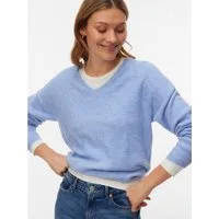 Vero Moda V-Ausschnitt-Pullover VMCREWLEFILE LS V-NECK BLOUSE NOOS Materialmix, loose fit