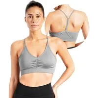 Smilodox Sport-BH Solid Scrunch, Ohne Bügel BH, Shaped Fit Yoga Bra, V-Ausschnitt Herausnehmbare Cups, Blickdichter Push Up BH, Verstellbare Träger