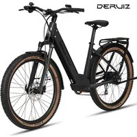 DERUIZ E-Bike 28 Zoll, Quartz SUV, 160 km, Drehmomentsensor, Bluetooth & APP, 8 Gang SHIMANO, Kettenschaltung, Heckmotor, 644 Wh, (LCD-Farb-Display, 120 Lux Frontlicht, Lockout-Federgabel, 5 Stufen), Elektrofahrrad, bis zu ca. 140kg, RH: 46 cm, hydr.
