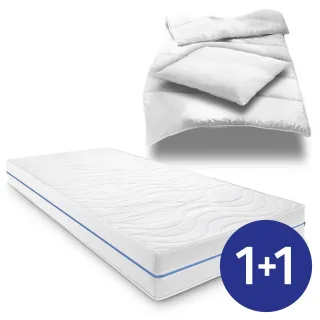 Ergonomische Matratze 90x200 cm 7-Zonen Supportho Premium, Höhe 18 cm, Härtegrad H2/H3 + CloudComfort Basic Mikrofaser Bettset 135 x 200 cm + 80 x 80 cm