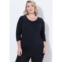 MIAMODA T-Shirt T-Shirt Komfort Fit Pailletten Ärmel CutOuts