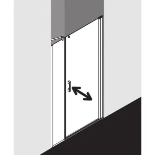 Kermi Pega Pendeltür 1-flügelig mit Festfeld PE1OR10020VAK 100x200cm, silber hochglanz, ESG klar, rechts, auf Duschwanne
