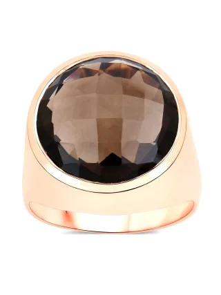 Vira Jewels Ring 925-Sterling Silber rotvergoldet Glänzend Rauchquarz dunkelbraun