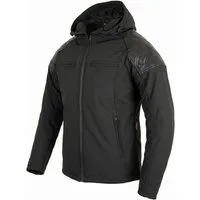 MDM Motorradjacke Herren Hoodie Motorradjacke Softshell mit Protektoren (Bikerjacke mit Kapuze) Leder-Steppdetails und wasserdichter Membran