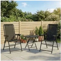 Outsunny Balkonset mit klappbar Bistrotisch, Becherhalter, Gartenstühlen, (Bistro Set, 3-tlg., Gartenmöbel Set), Schwarz