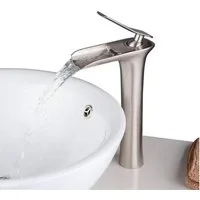 LuxusKollektion Waschtischarmatur Wasserhahn Wasserfall Einhandmischer Keramikventil Tall Nickel-finish