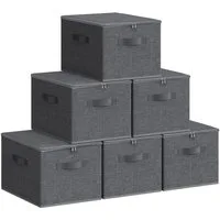 SONGMICS Aufbewahrungsbox Aufbewahrungsboxen, mit Deckel, faltbare Stoffbox mit Griffen, 6er Set, 40 x 30 x 25 cm, Vliesstoff