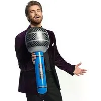 Boland Kostüm Aufblasbares Mikrofon 76 cm lustiges Party Accessoire für Karaoke Show, Lustiges Party Gadget in Silber-Blau Optik