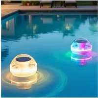 Spetebo LED Teichleuchte Solar Poolleuchte mit 3 Leuchtmodi, Dämmerungssensor, Leuchtmittel fest verbaut, warm weiß / kalt weiß / automatischer Farbwechsel, Schwimmlicht IPX7 wasserdicht für Gartenteich und Pool