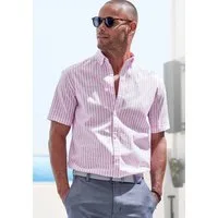 John Devin Kurzarmhemd Regular Fit, Streifenhemd mit Button-down-Kragen aus reiner Baumwolle
