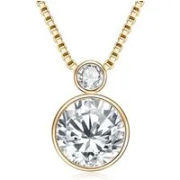 ROUGEMONT Kette mit Anhänger Damen Moissanit Halskette 8mm 2,0 ct 925 Silber 18K Gold + Zertifikat, Echtschmuck